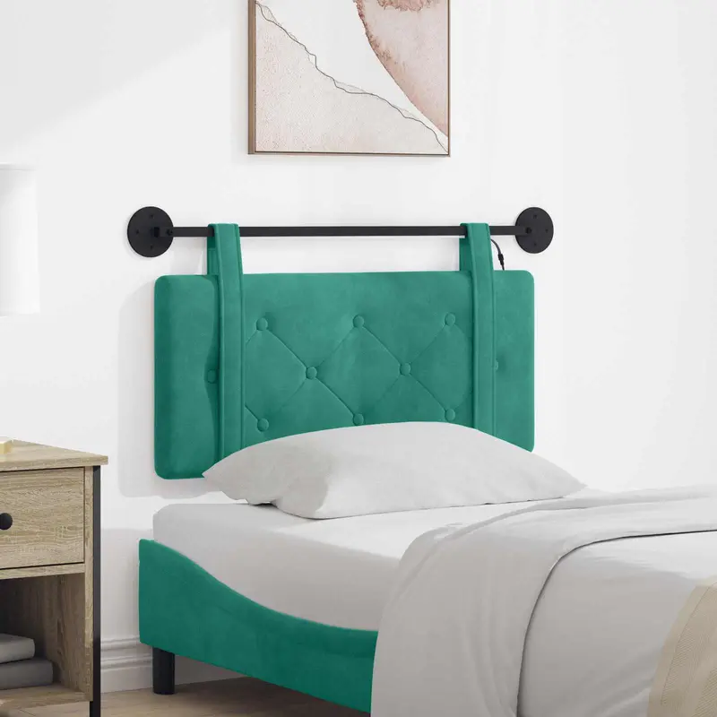 Vidaxl hangend hoofdbord met led-verlichting turquoise fluweel
