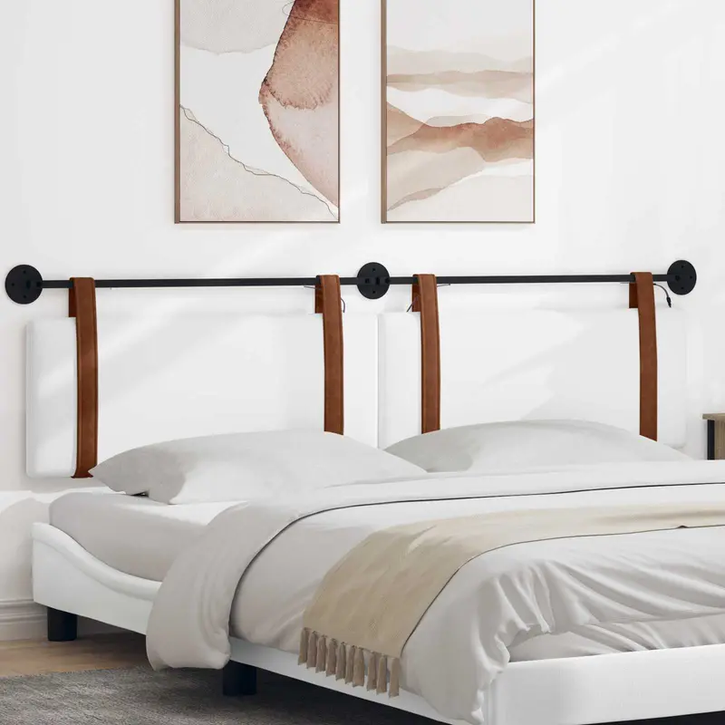 Vidaxl hangend hoofdbord met led-verlichting wit antiek pu