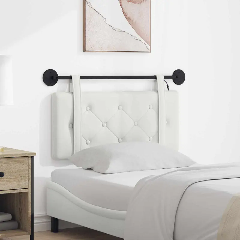 Vidaxl hangend hoofdbord met led-verlichting wit kunstleer