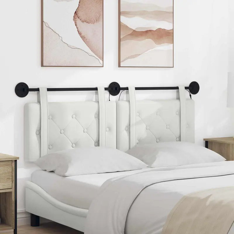 Vidaxl hangend hoofdbord met led-verlichting wit kunstleer