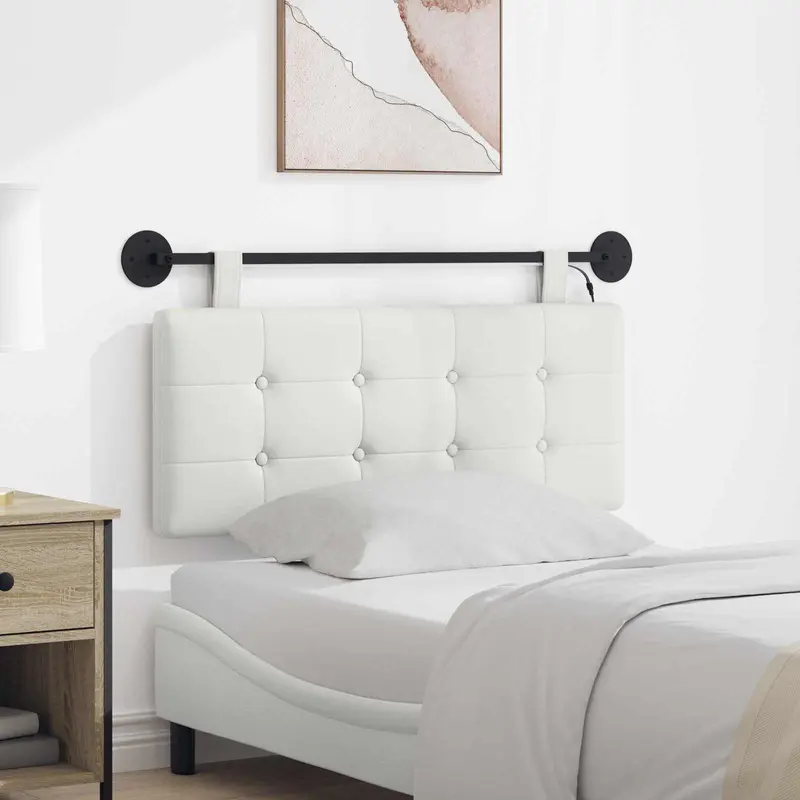 Vidaxl hangend hoofdbord met led-verlichting wit kunstleer