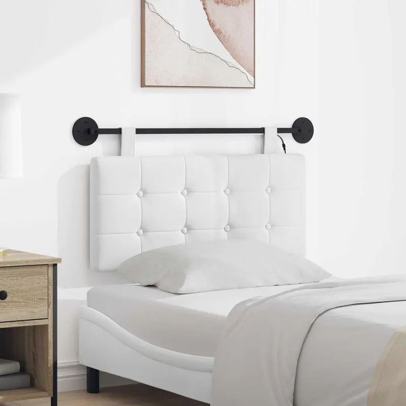 Vidaxl hangend hoofdbord met led-verlichting wit stof