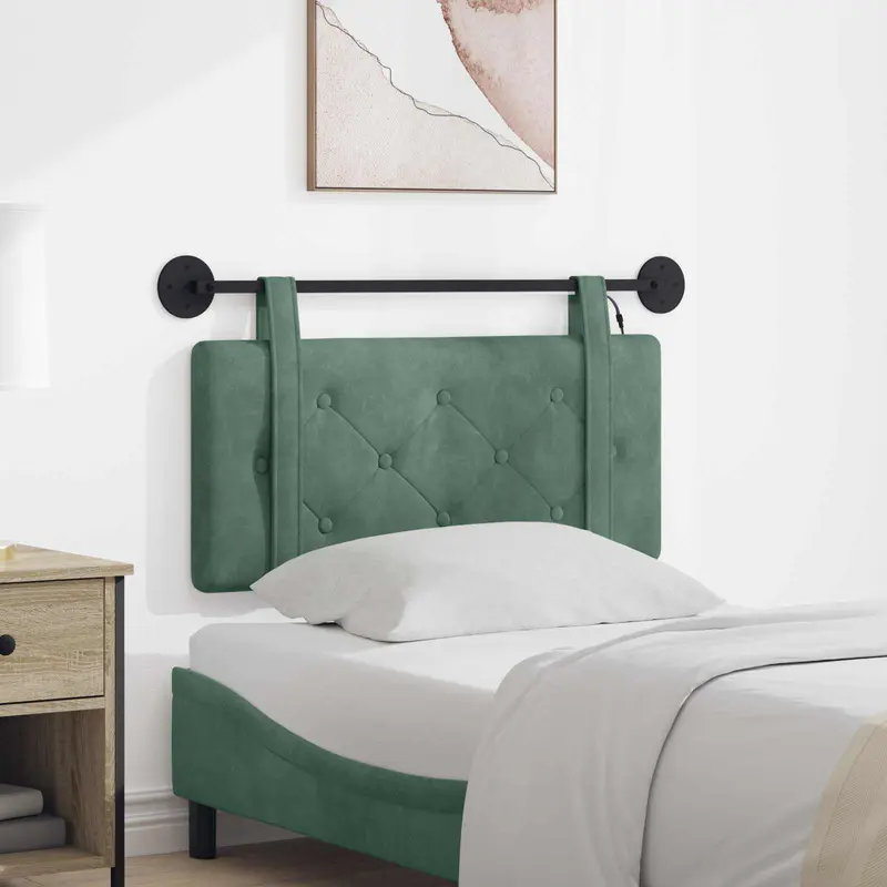 Vidaxl hangend hoofdbord met led-verlichting zeegroen fluweel