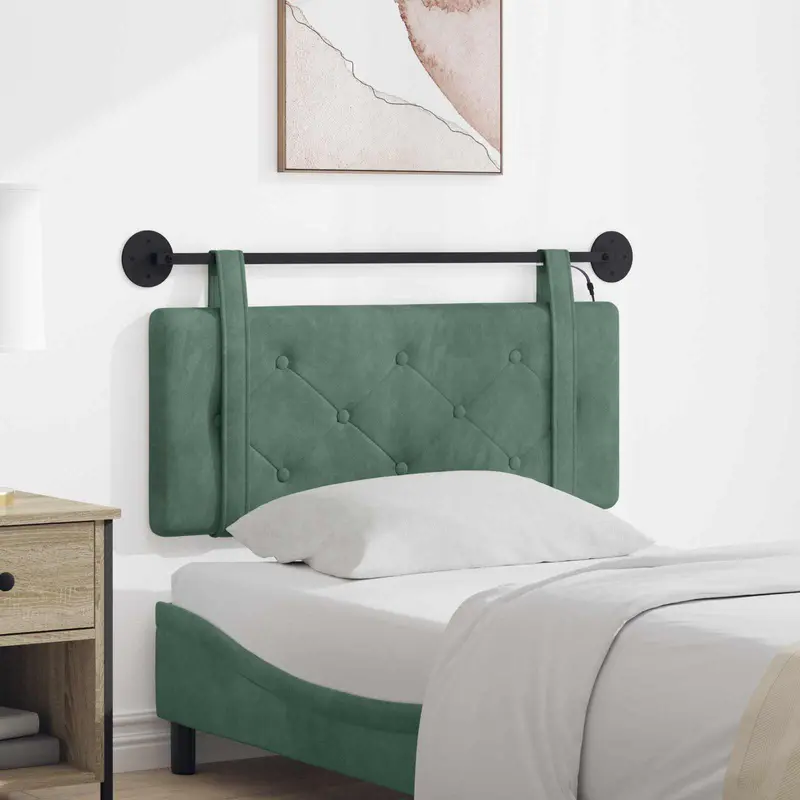 Vidaxl hangend hoofdbord met led-verlichting zeegroen fluweel