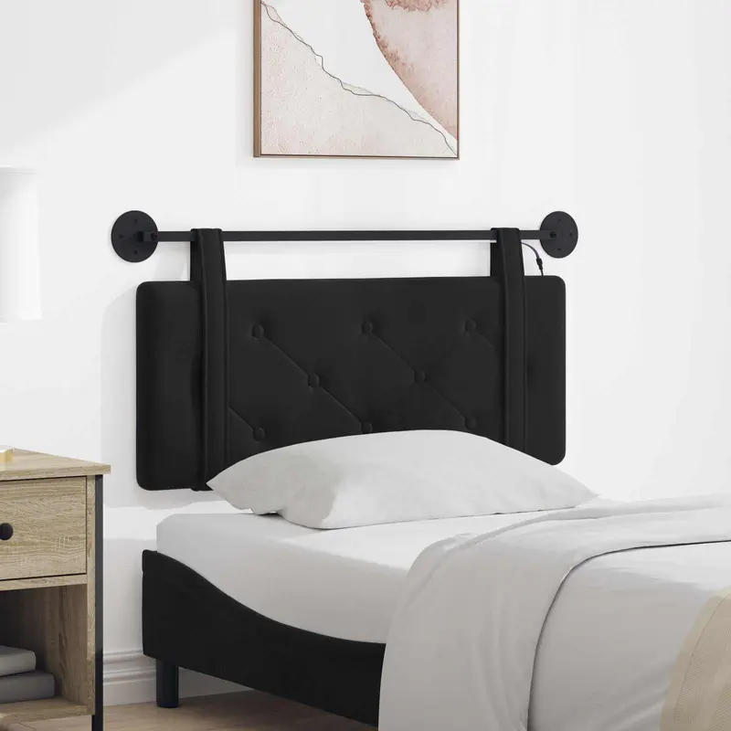Vidaxl hangend hoofdbord met led-verlichting zwart fluweel