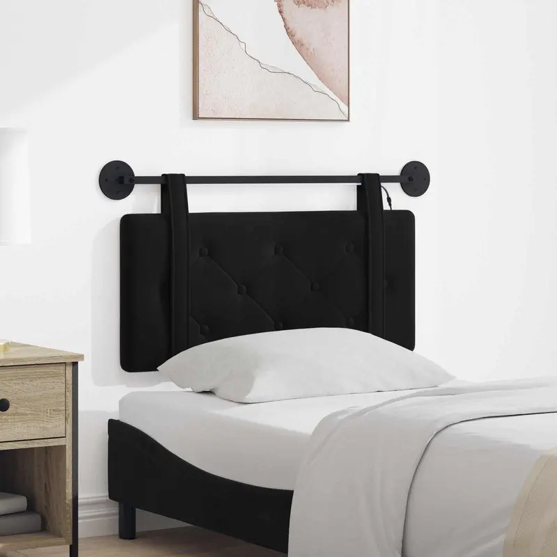 Vidaxl hangend hoofdbord met led-verlichting zwart fluweel
