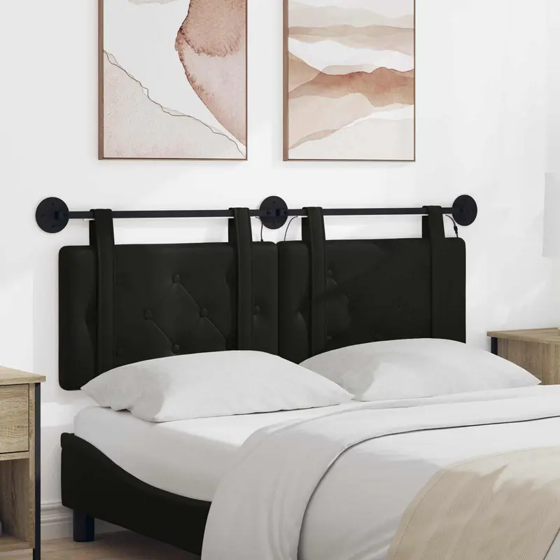 Vidaxl hangend hoofdbord met led-verlichting zwart kunstleer