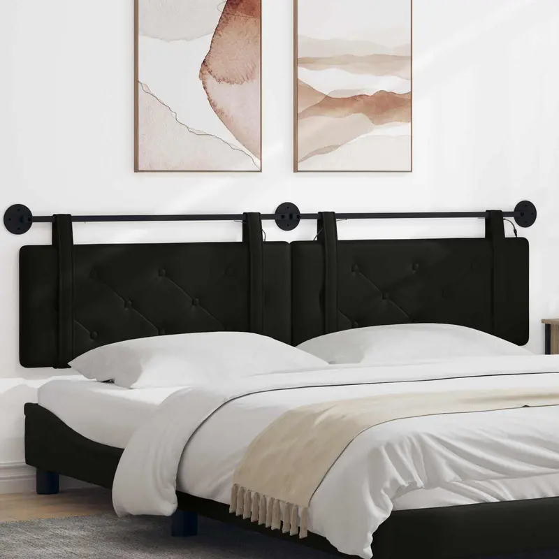 Vidaxl hangend hoofdbord met led-verlichting zwart kunstleer