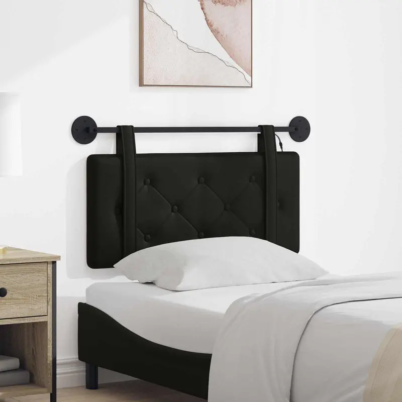 Vidaxl hangend hoofdbord met led-verlichting zwart kunstleer