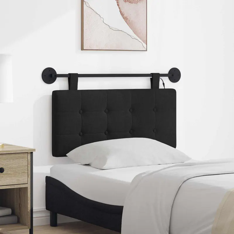 Vidaxl hangend hoofdbord met led-verlichting zwart stof