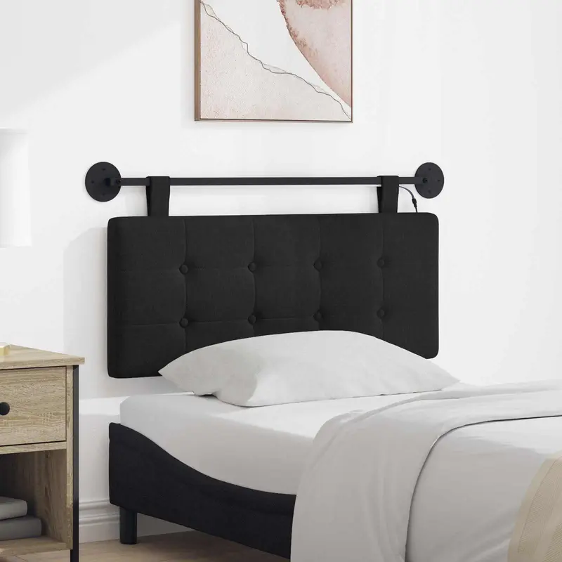 Vidaxl hangend hoofdbord met led-verlichting zwart stof