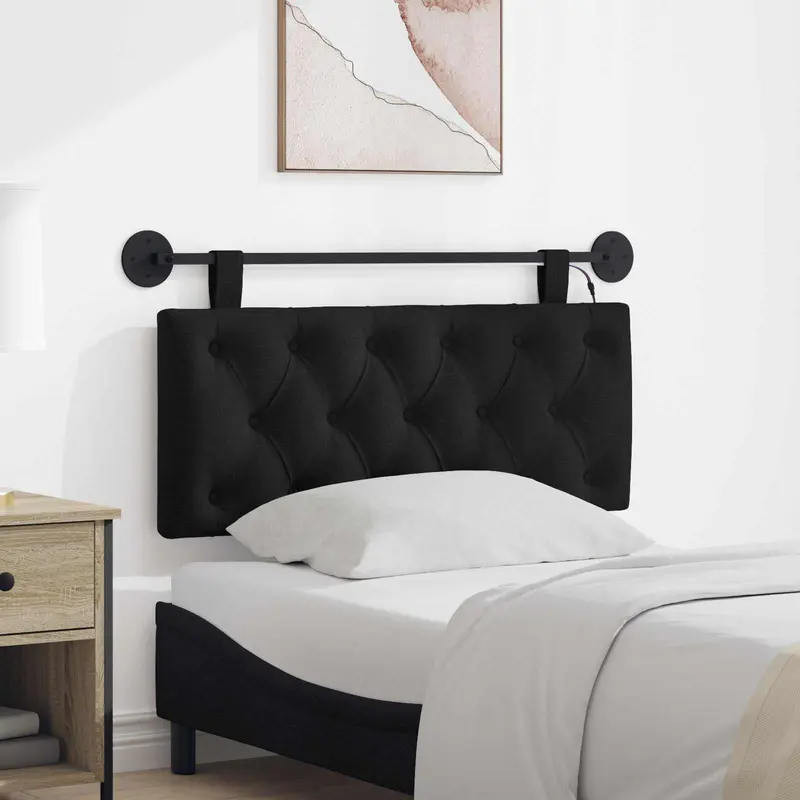 Vidaxl hangend hoofdbord met led-verlichting zwart stof