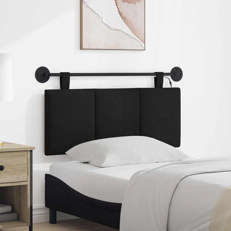 Vidaxl hangend hoofdbord met led-verlichting zwart stof