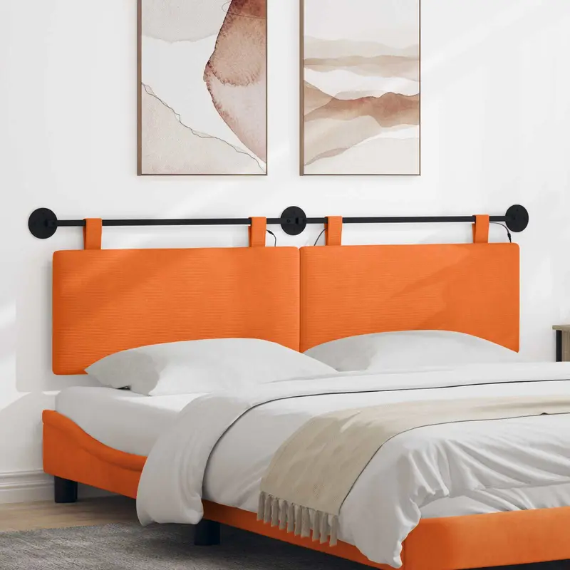 Vidaxl hangend hoofdbord oranje katoen stof