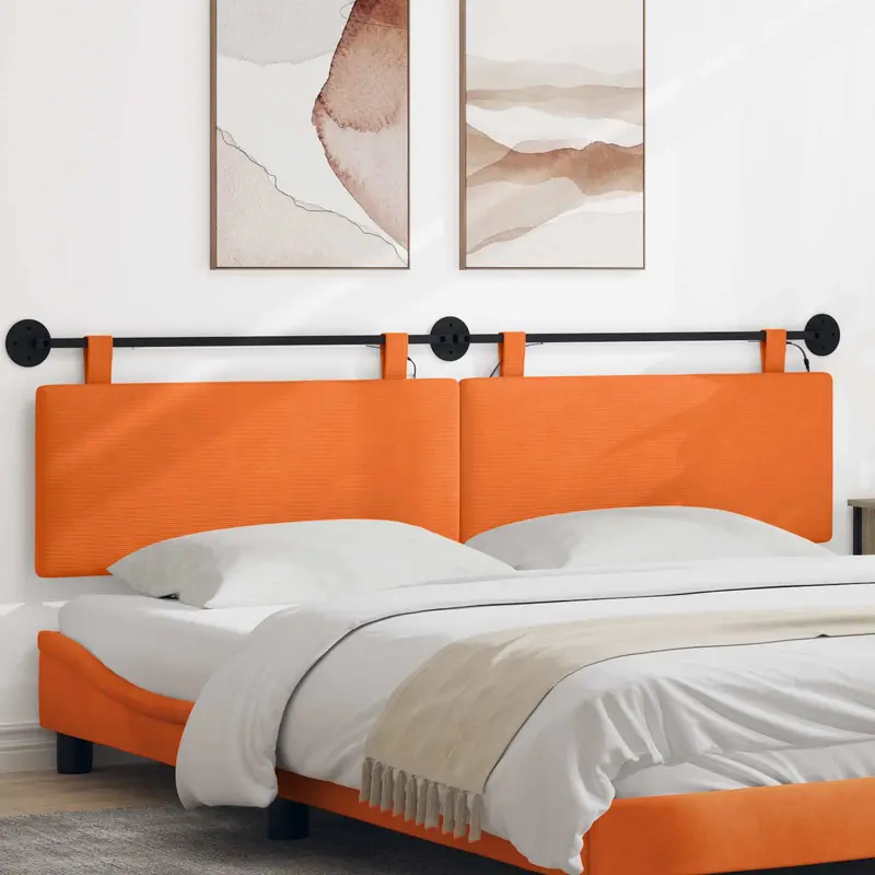 Vidaxl hangend hoofdbord oranje katoen stof