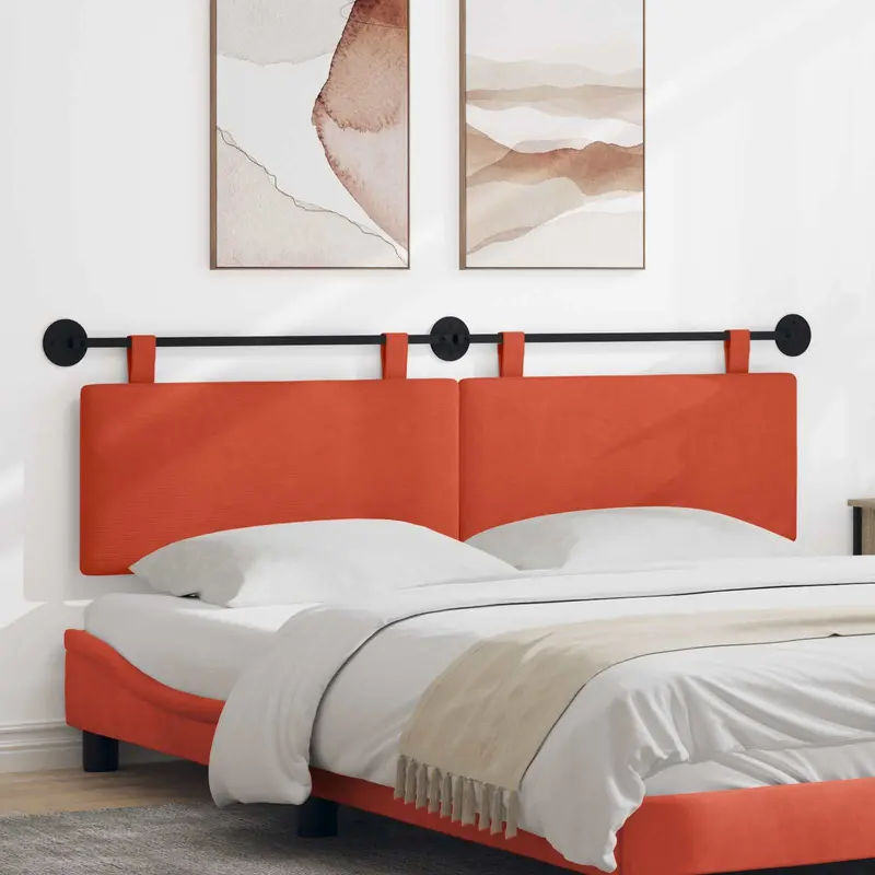 Vidaxl hangend hoofdbord rood-oranje katoen stof