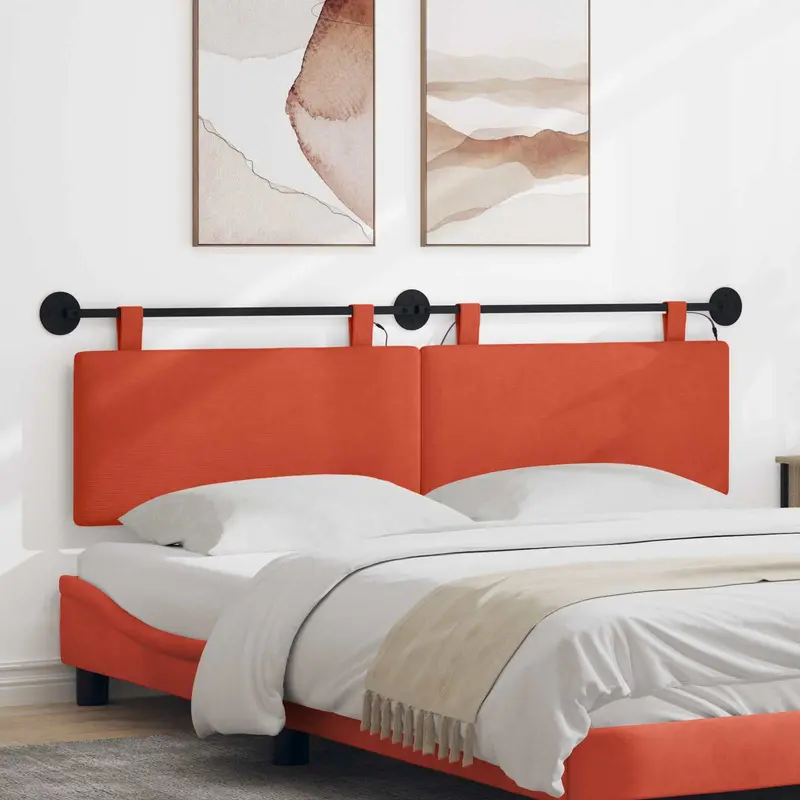 Vidaxl hangend hoofdbord rood-oranje katoen stof