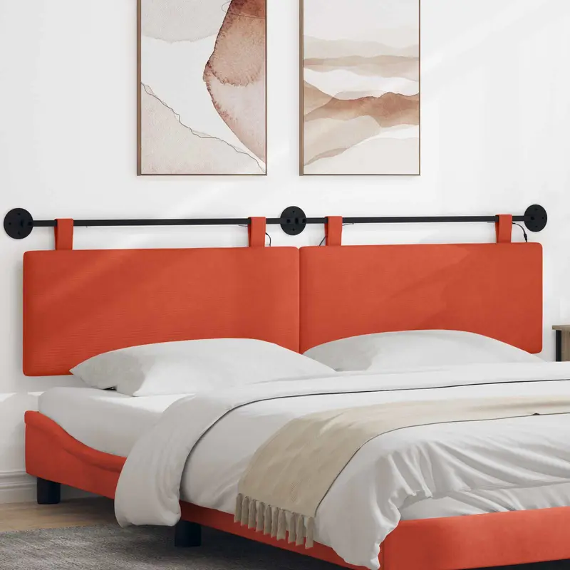 Vidaxl hangend hoofdbord rood-oranje katoen stof