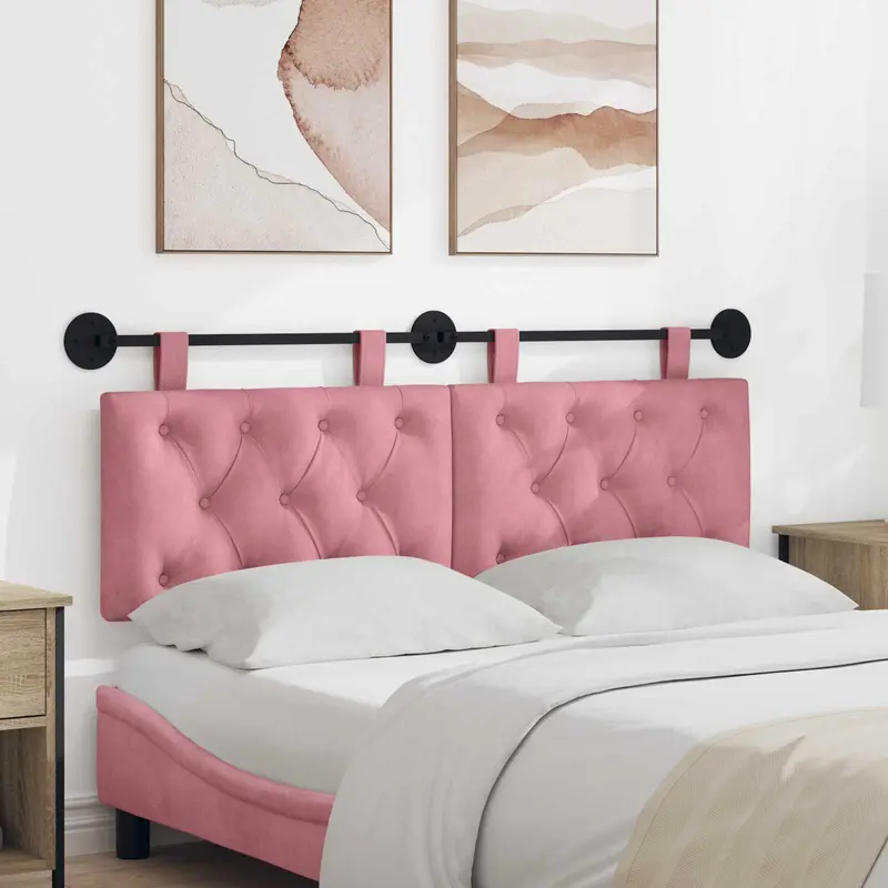 Vidaxl hangend hoofdbord roze fluweel