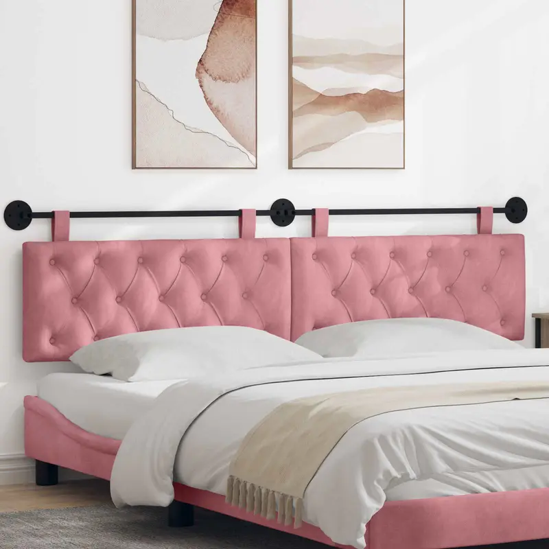 Vidaxl hangend hoofdbord roze fluweel