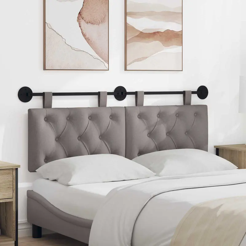 Vidaxl hangend hoofdbord taupe stof
