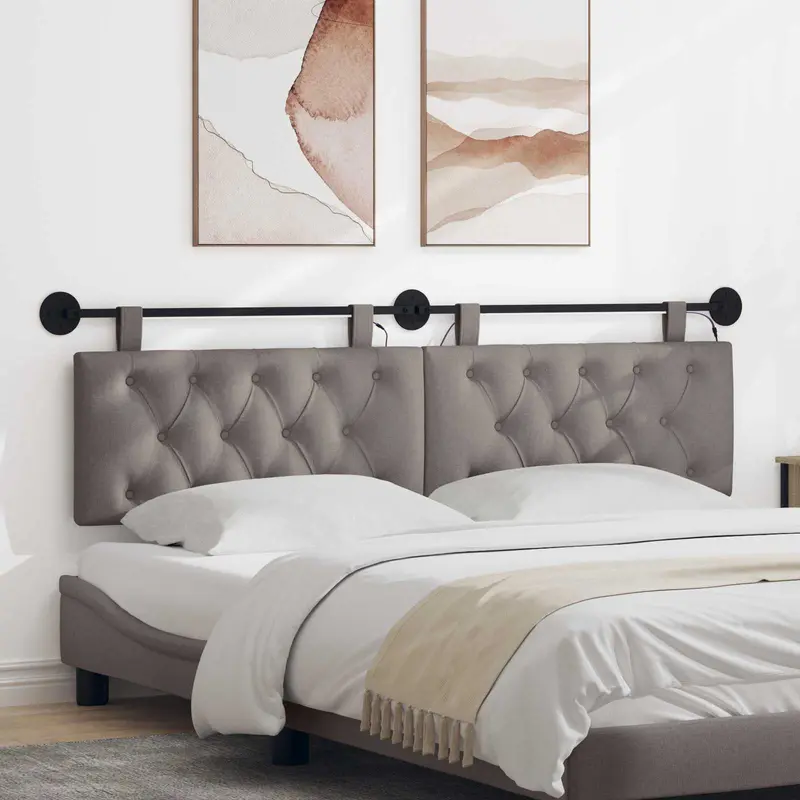 Vidaxl hangend hoofdbord taupe stof