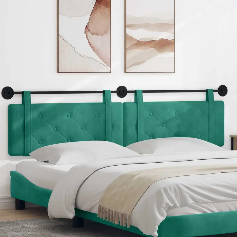 Vidaxl hangend hoofdbord turquoise fluweel