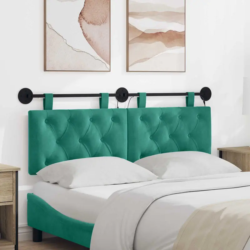 Vidaxl hangend hoofdbord turquoise fluweel