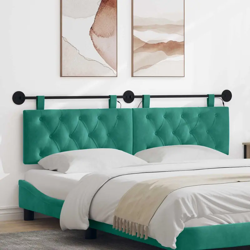 Vidaxl hangend hoofdbord turquoise fluweel