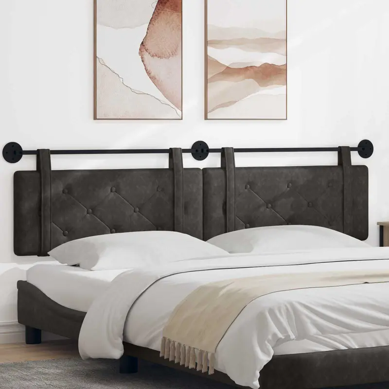 Vidaxl hangend hoofdbord zwart antiek pu