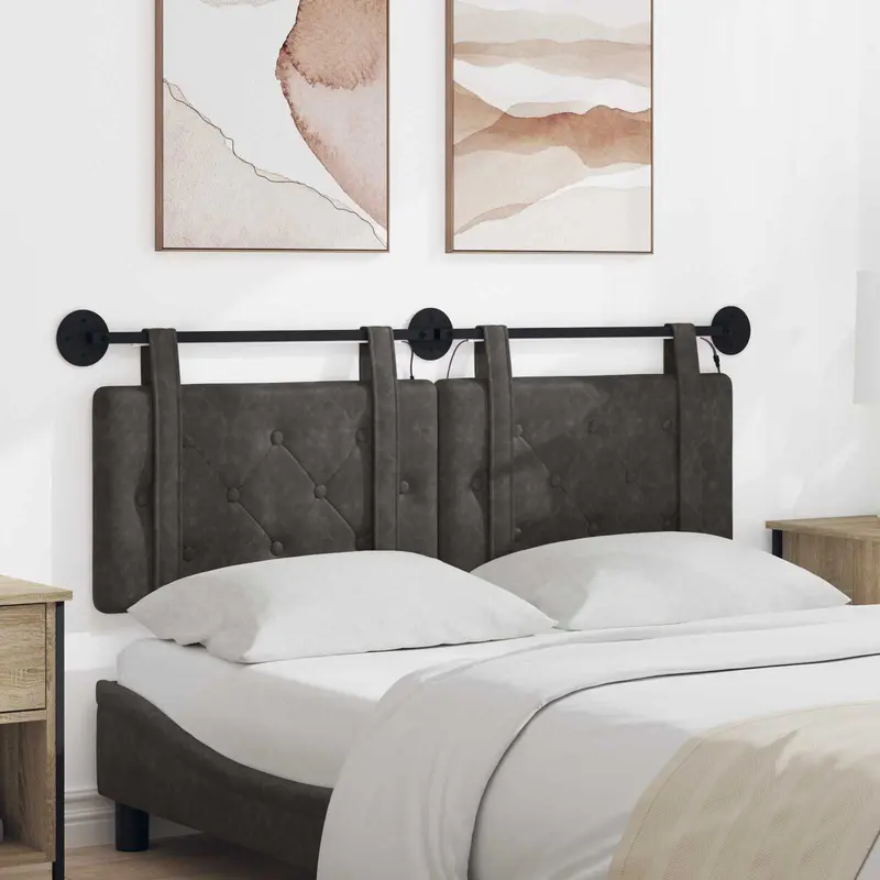 Vidaxl hangend hoofdbord zwart antiek pu