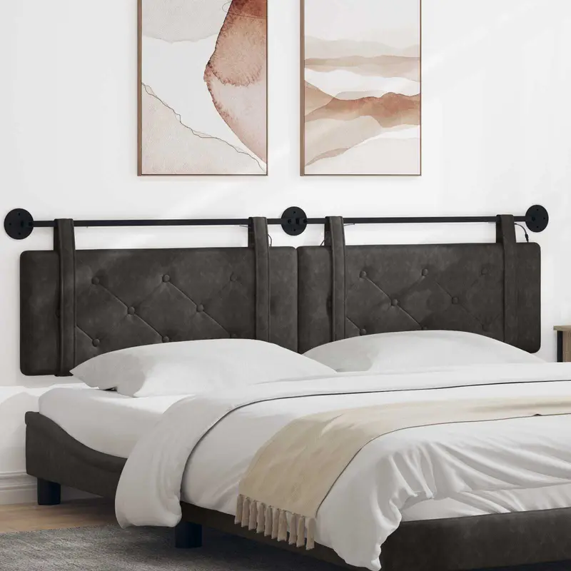 Vidaxl hangend hoofdbord zwart antiek pu