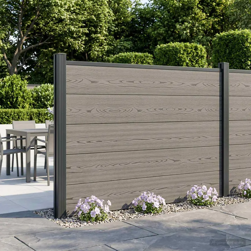 Vidaxl hek set 180 x 105 cm wpc en aluminium grijs