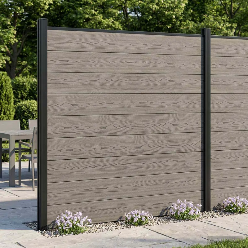 Vidaxl hek set 180 x 186 cm wpc en aluminium grijs