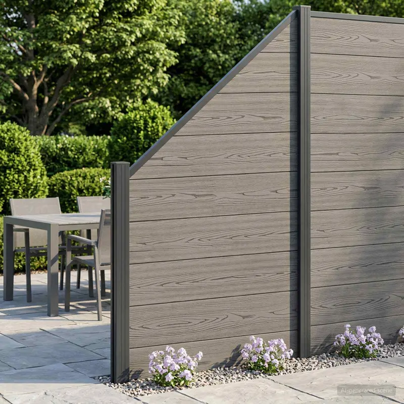 Vidaxl hek set 95 x 180 cm wpc en aluminium grijs