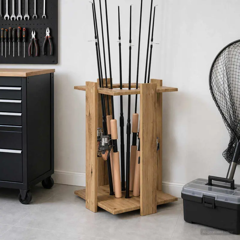 Vidaxl hengelhouder bewerkt hout 42 x 43 x 60 cm artisanaal eiken