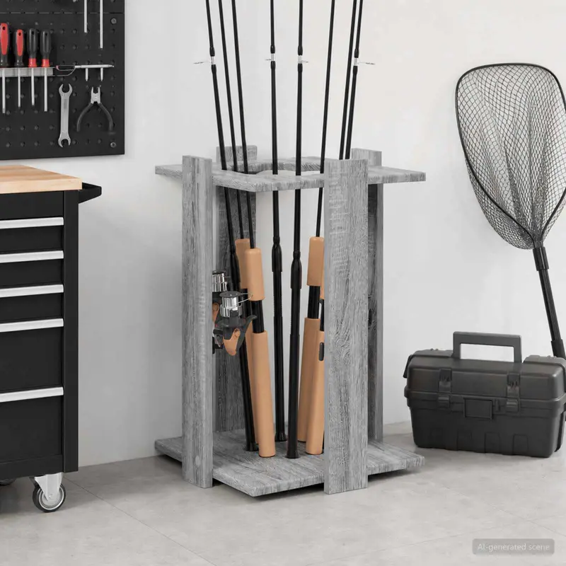 Vidaxl hengelhouder bewerkt hout 42 x 43 x 60 cm grijs sonoma