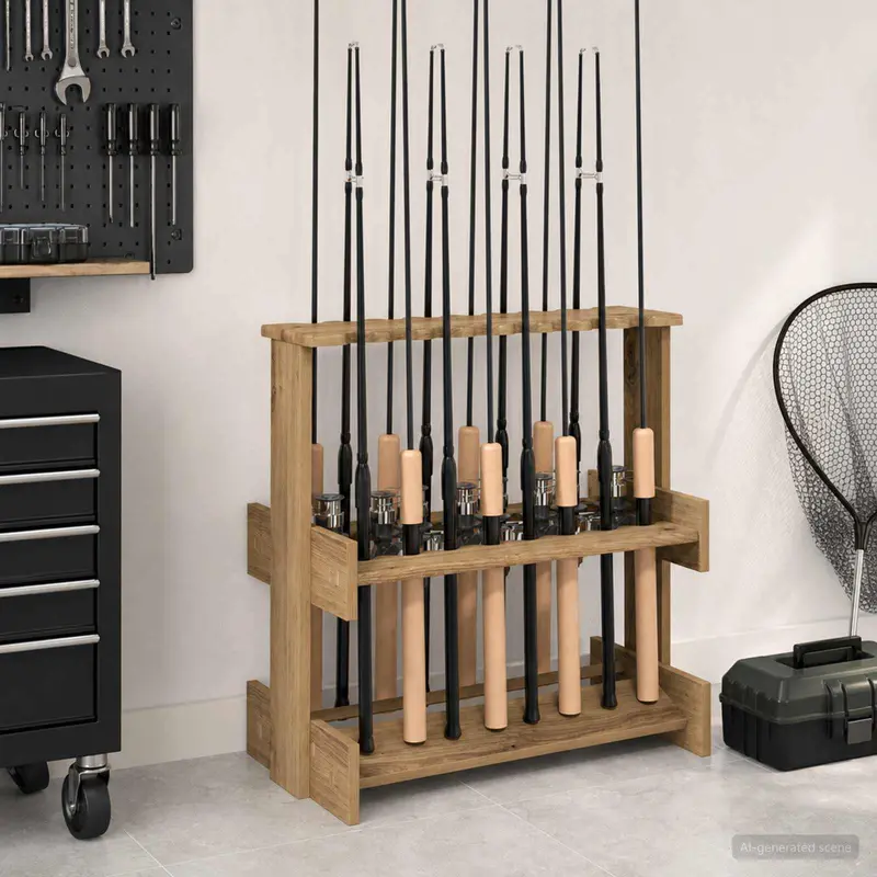 Vidaxl hengelhouder bewerkt hout 60 x 35 x 60 cm artisanaal eiken