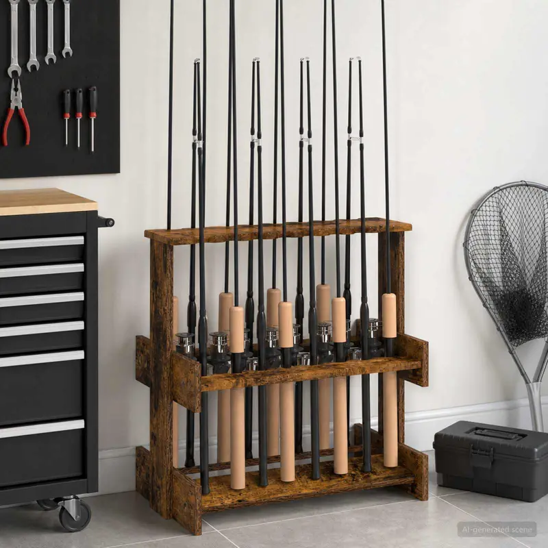 Vidaxl hengelhouder bewerkt hout 60 x 35 x 60 cm gerookt eiken