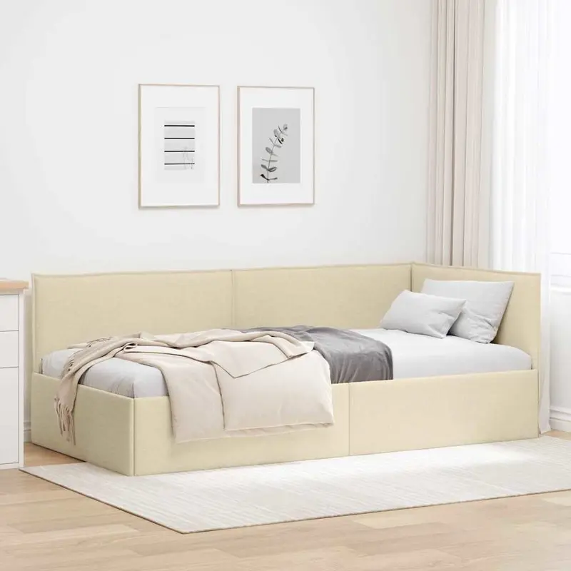 Vidaxl hoekbedframe crème 90 x 200 cm stof