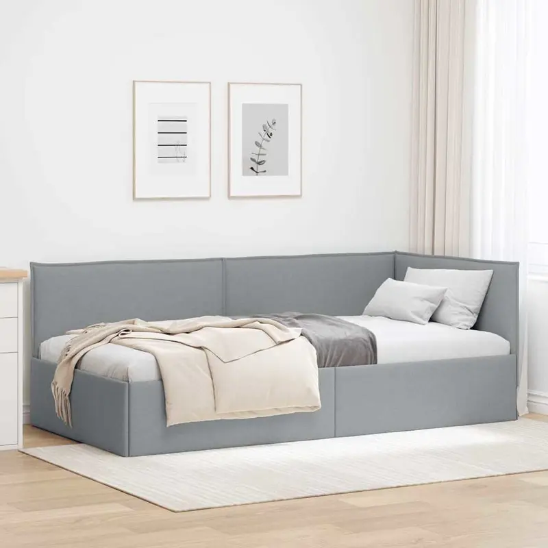 Vidaxl hoekbedframe lichtgrijs 100 x 200 cm stof