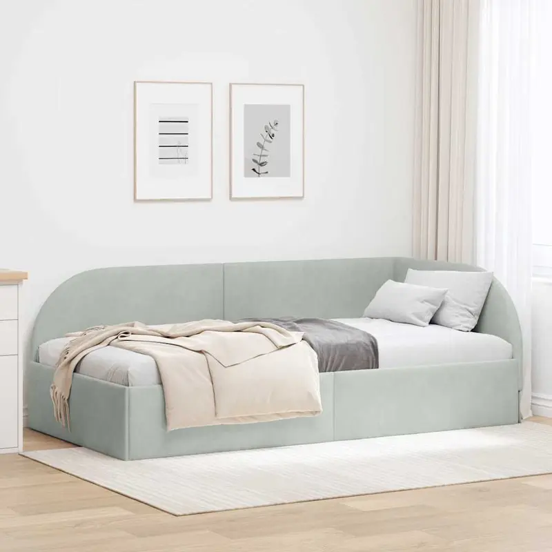 Vidaxl hoekbedframe lichtgrijs 80 x 200 cm fluweel