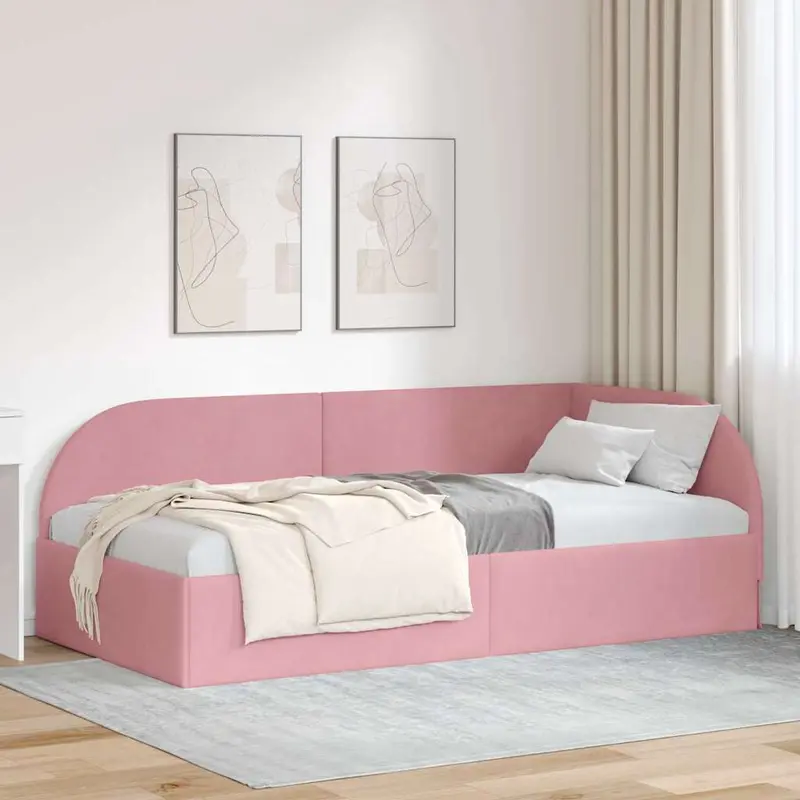 Vidaxl hoekbedframe roze 80 x 200 cm fluweel