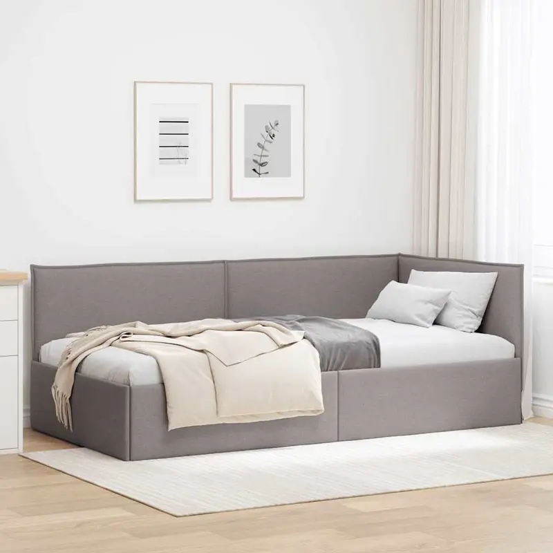 Vidaxl hoekbedframe taupe 90 x 200 cm stof