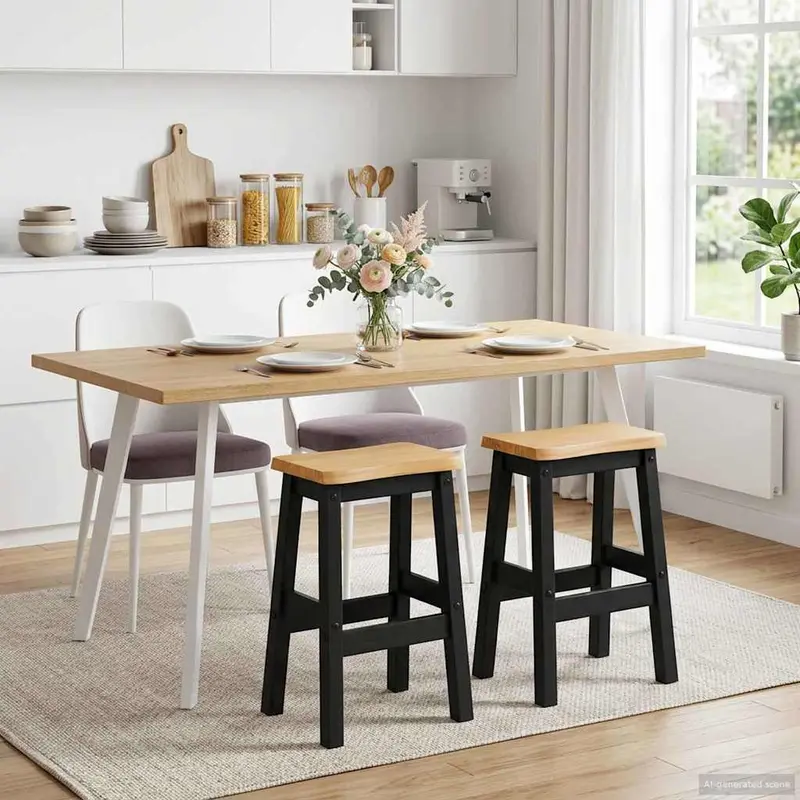 Vidaxl hoge barkruk ekai 2 st zwart 40 x 29 x 63 cm massief grenenhout