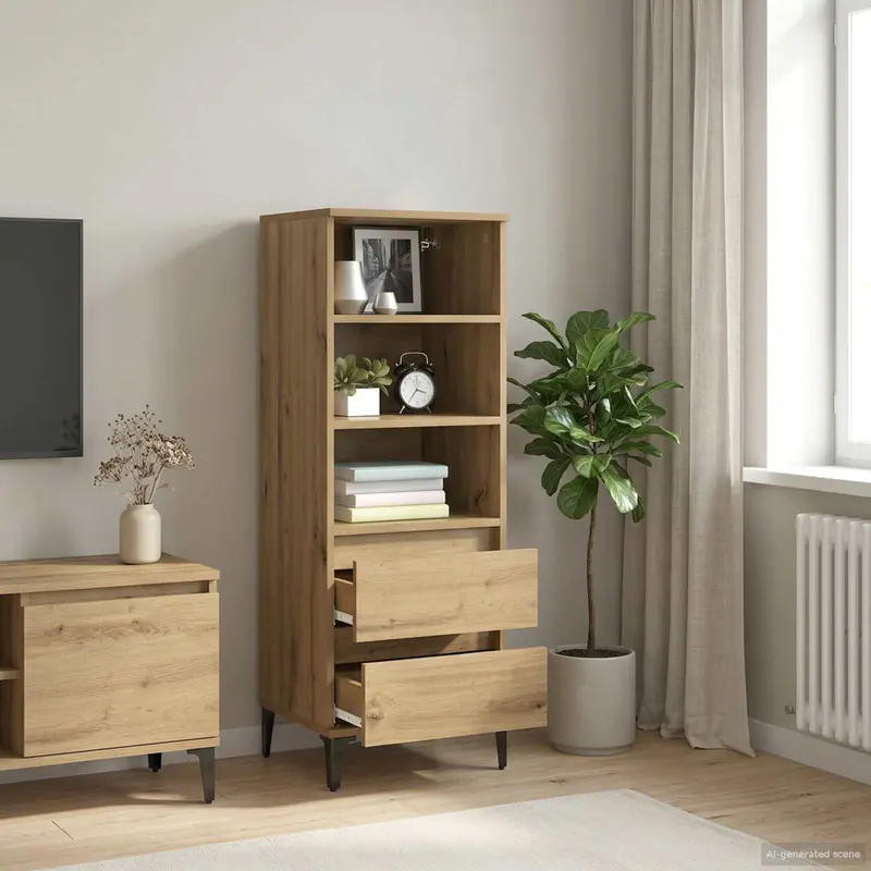 Vidaxl hoge kast artisanaal eiken 40 x 36 x 110 cm bewerkt hout