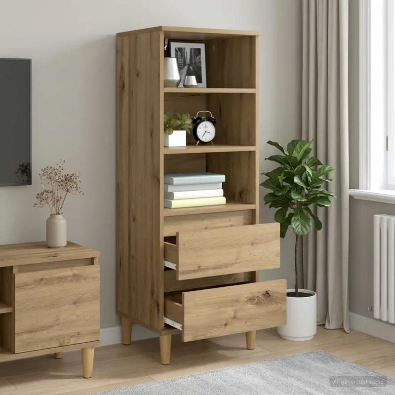 Vidaxl hoge kast artisanaal eiken 40 x 36 x 110 cm bewerkt hout