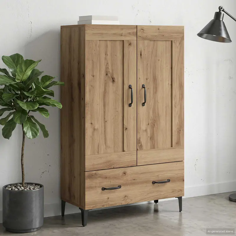 Vidaxl hoge kast artisanaal eiken 70 x 31 x 115 cm bewerkt hout
