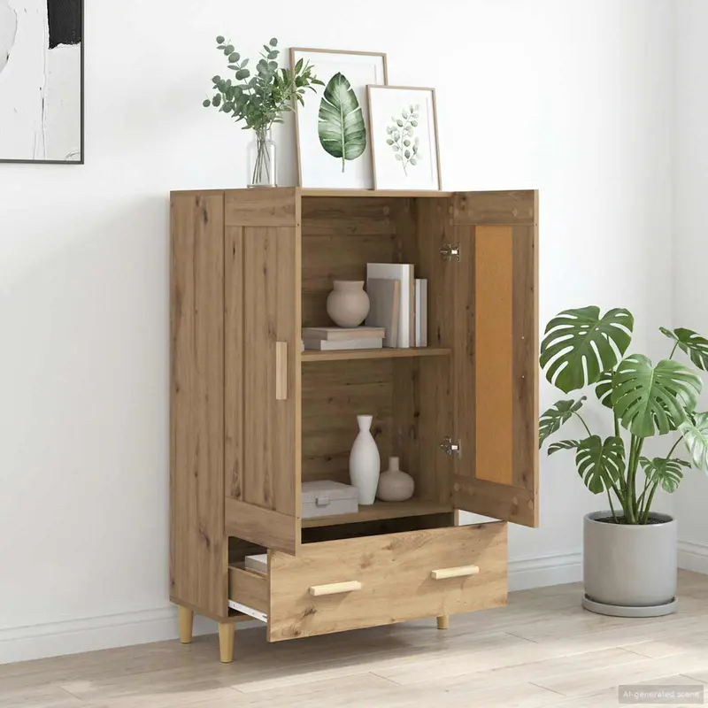 Vidaxl hoge kast artisanaal eiken 70 x 31 x 115 cm bewerkt hout