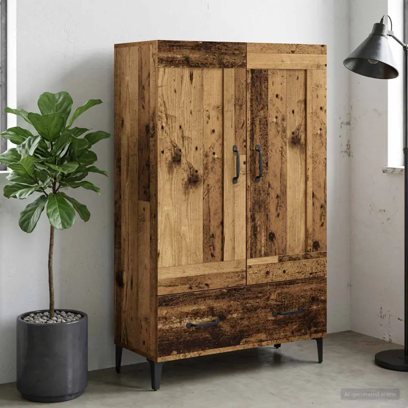 Vidaxl hoge kast oud hout 70 x 31 x 115 cm bewerkt hout